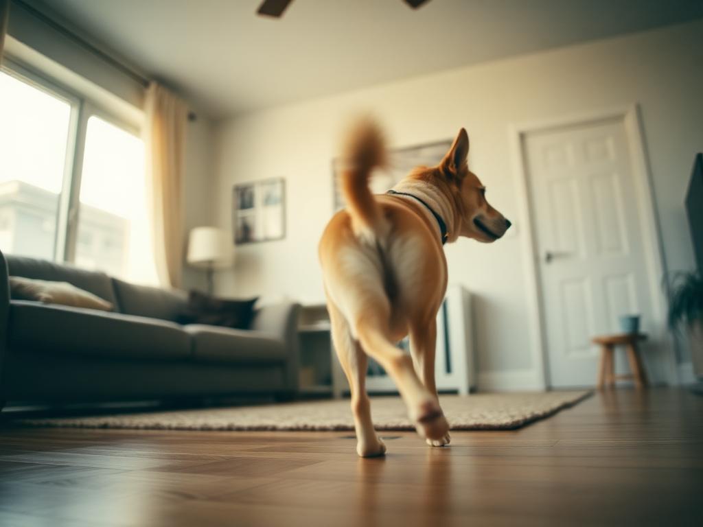 Example framing for a anxiety video scan: whole room in frame, pet free to move