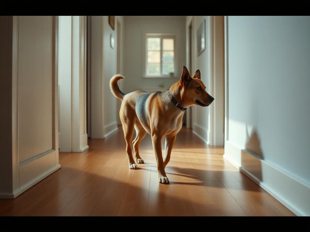 Example framing for a mobility video scan: side-on, walking away down a hallway